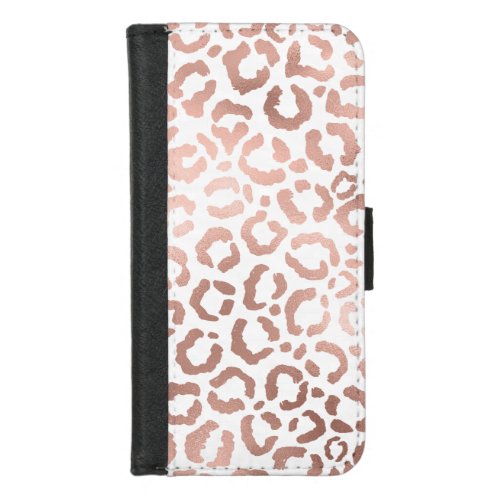 Chic Rose Gold Leopard Cheetah Animal Print iPhone 87 Wallet Case