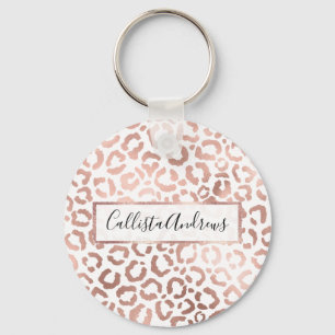 Chic Rose Gold Leopard Cheetah Animal Print Keychain