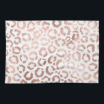 Chic Rose Gold Leopard Cheetah Animal Print Kitchen Towel<br><div class="desc">This elegant and chic design is perfect for the modern fashionista. It features a faux printed rose gold hand-drawn leopard/cheetah safari animal print on a simple white background. It's pretty, cute, and trendy! ***IMPORTANT DESIGN NOTE: For any custom design request such as matching product requests, color changes, placement changes, or...</div>