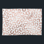 Chic Rose Gold Leopard Cheetah Animal Print Kitchen Towel<br><div class="desc">This elegant and chic design is perfect for the modern fashionista. It features a faux printed rose gold hand-drawn leopard/cheetah safari animal print on a simple white background. It's pretty, cute, and trendy! ***IMPORTANT DESIGN NOTE: For any custom design request such as matching product requests, color changes, placement changes, or...</div>