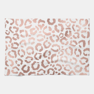 Chic Rose Gold Leopard Cheetah Animal Print Kitchen Towel