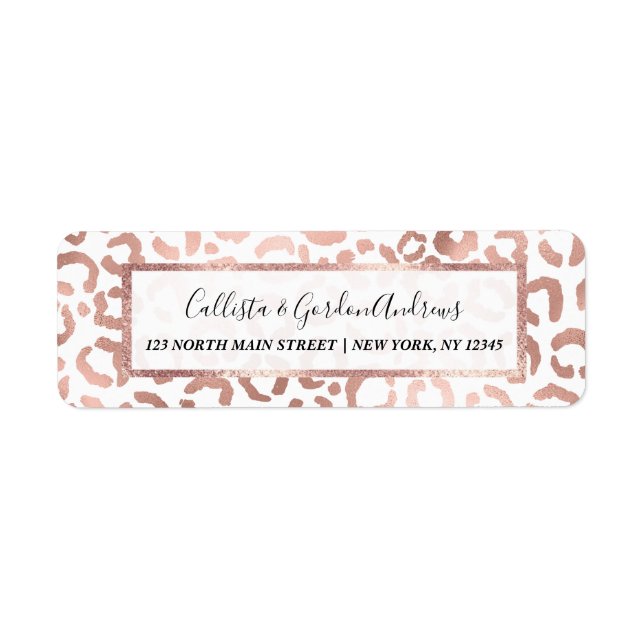 Chic Rose Gold Leopard Cheetah Animal Print Label (Front)