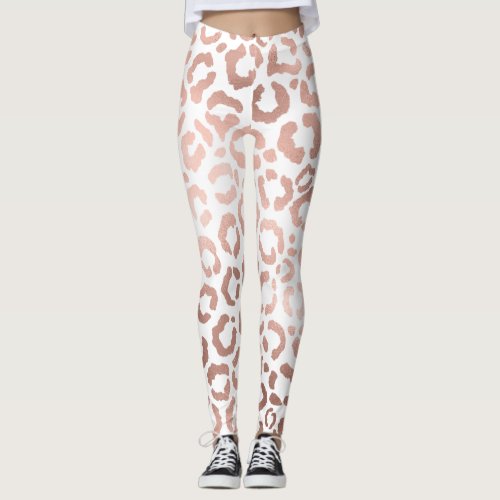 Chic Rose Gold Leopard Cheetah Animal Print Leggings