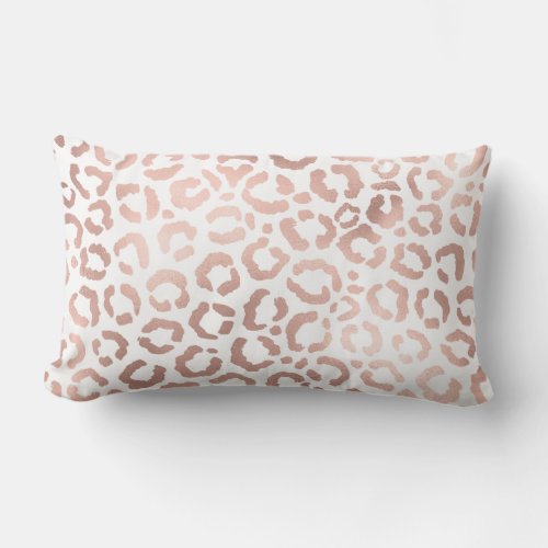 Chic Rose Gold Leopard Cheetah Animal Print Lumbar Pillow