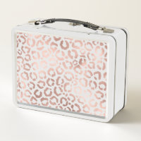 Modern Rose Gold Black Glitter Marble Geometric Metal Lunch Box