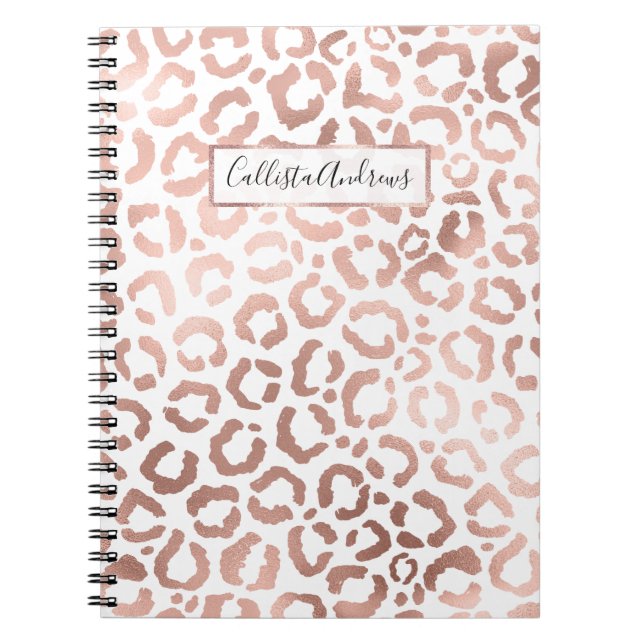 Chic Rose Gold Leopard Cheetah Animal Print Notebook (Front)