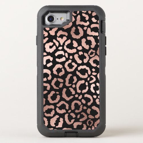 Chic Rose Gold Leopard Cheetah Animal Print OtterBox Defender iPhone SE87 Case