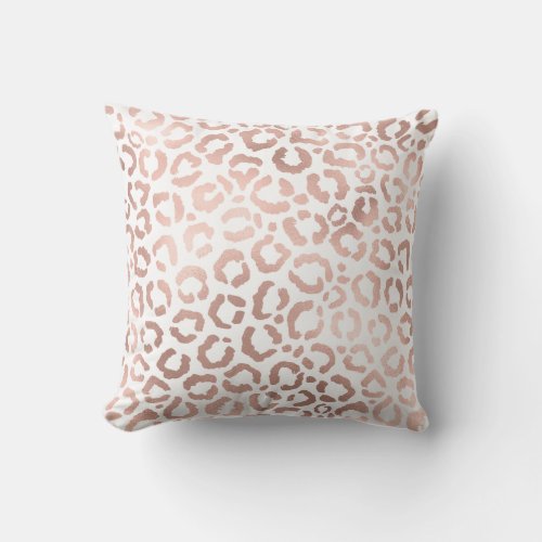 Chic Rose Gold Leopard Cheetah Animal Print Outdoor Pillow