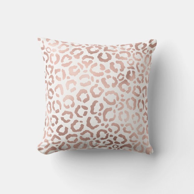 Chic Rose Gold Leopard Cheetah Animal Print Outdoor Pillow (Front)