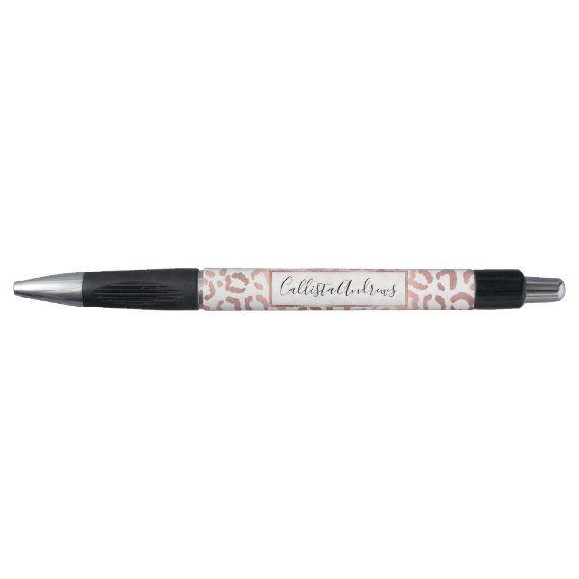 Chic Rose Gold Leopard Cheetah Animal Print Pen (Front)