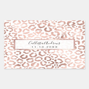 Chic Rose Gold Leopard Cheetah Animal Print Rectangular Sticker