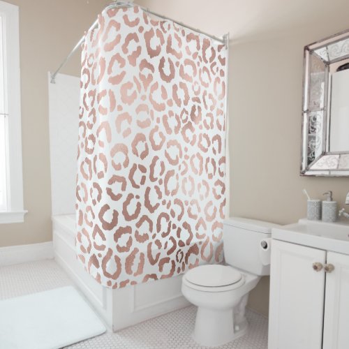 Chic Rose Gold Leopard Cheetah Animal Print Shower Curtain