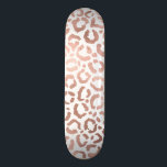 Chic Rose Gold Leopard Cheetah Animal Print Skateboard<br><div class="desc">This elegant and chic design is perfect for the modern fashionista. It features a faux printed rose gold hand-drawn leopard/cheetah safari animal print on a simple white background. It's pretty, cute, and trendy! ***IMPORTANT DESIGN NOTE: For any custom design request such as matching product requests, color changes, placement changes, or...</div>