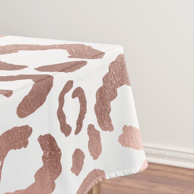 Chic Rose Gold Leopard Cheetah Animal Print Tablecloth (In Situ)