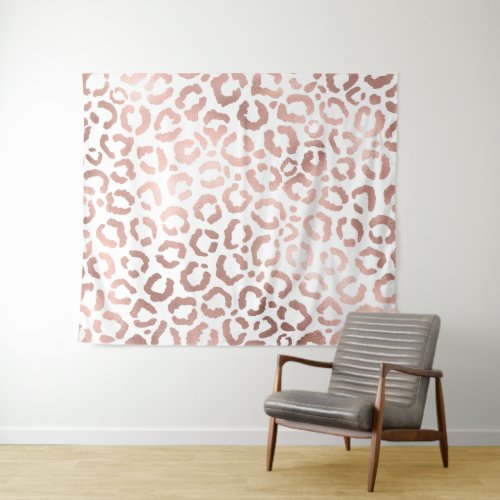 Chic Rose Gold Leopard Cheetah Animal Print Tapestry