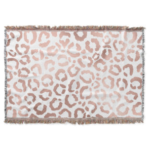 Chic Rose Gold Leopard Cheetah Animal Print Throw Blanket