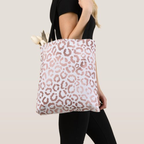 Chic Rose Gold Leopard Cheetah Animal Print Tote Bag