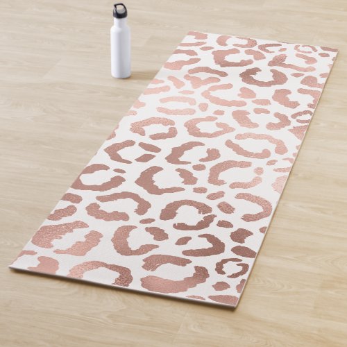 Chic Rose Gold Leopard Cheetah Animal Print Yoga Mat