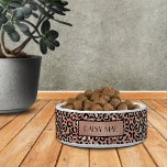 Chic Rose Gold Leopard Pattern Custom Pet Bowl<br><div class="desc">Pamper your precious pet with this cute rose gold leopard patterned pet bowl. Personalize it with your pet's name in the rose gold nameplate.</div>