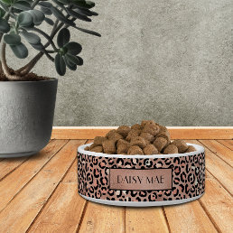 Chic Rose Gold Leopard Pattern Custom Pet Bowl