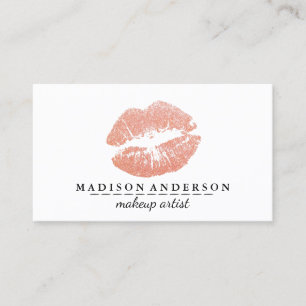 Chic Rose Gold Lips Makeup Artist Business Card