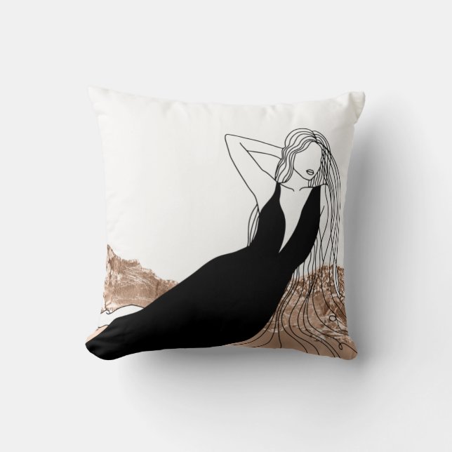 *~* Chic Rose Gold Long Hair Woman Beauty Fashion  Throw Pillow (Front)