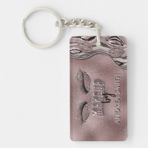 Chic Rose Gold Makeup Artist Personalized Elegant Keychain