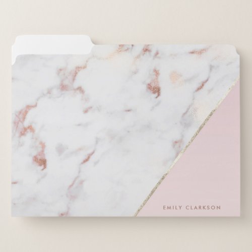 Chic Rose Gold Marble Blush Personalized File Folder