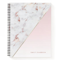 Chic Rose Gold Marble Blush Personalized Notebook Chic Rose Gold Marble Blush Personalized Notebook