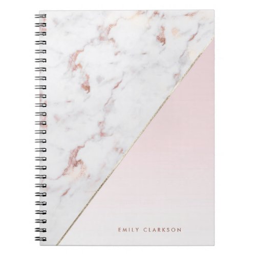 Chic Rose Gold Marble Blush Personalized Notebook