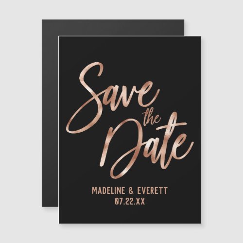 Chic Rose Gold Modern Typography Save the Date Magnetic Invitation