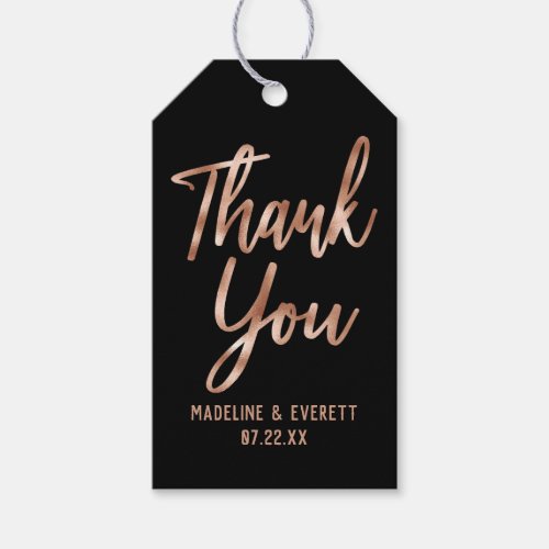 Chic Rose Gold Modern Typography Thank You Gift Tags