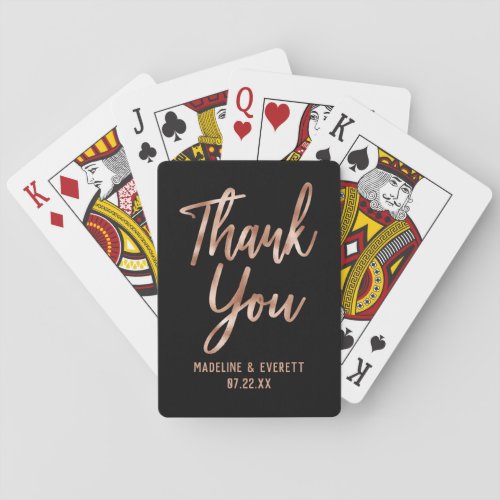 Chic Rose Gold Modern Typography Wedding Favor Playing Cards