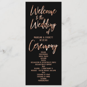 Chic Rose Gold Modern Typography Wedding Program