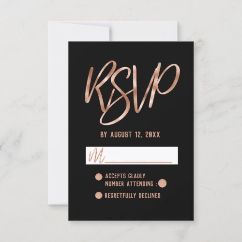 Chic Rose Gold Modern Typography Wedding RSVP