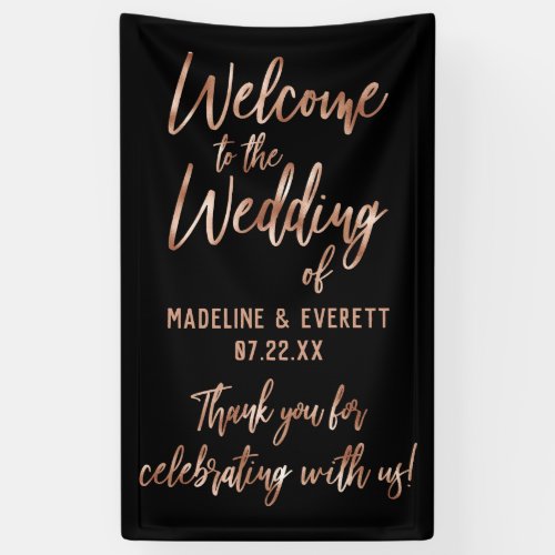 Chic Rose Gold Modern Typography Wedding Welcome Banner