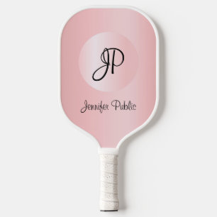 Chic Rose Gold Monogram Modern Elegant Template Pickleball Paddle