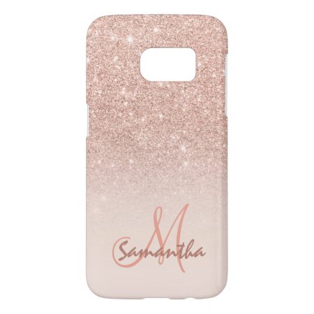 Chic Rose Gold Ombre Pink Block Personalized Samsung Galaxy S7 Case