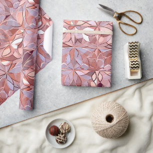 Chic Rose Gold Pearl Lavender Abstract Flowers Wrapping Paper