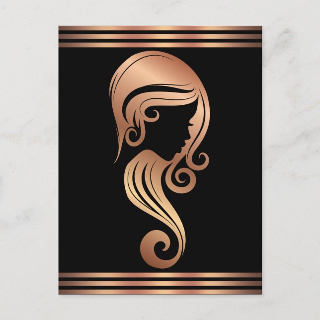 Chic Rose Gold Pink Beauty Girl Hair Makeup Salon Postcard (Front)