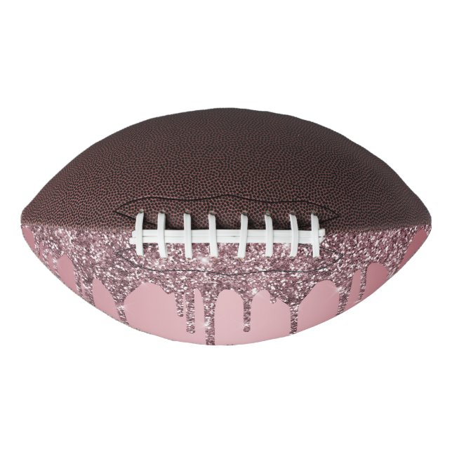 Chic Rose Gold Pink Glitter Drips Sparkle Football (Front)