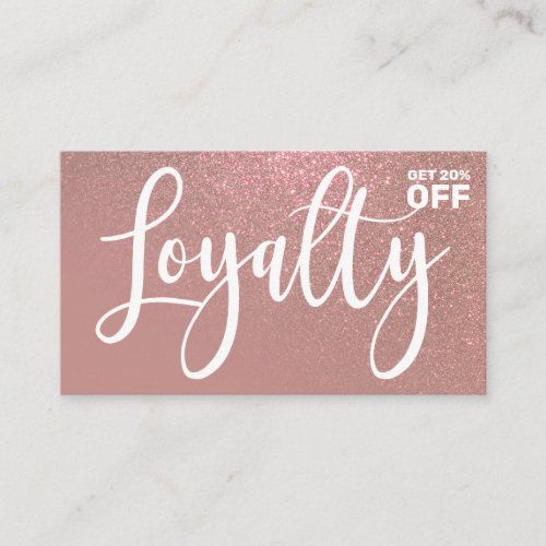 Chic Rose Gold Pink Glitter Gradient Typography Loyalty Card