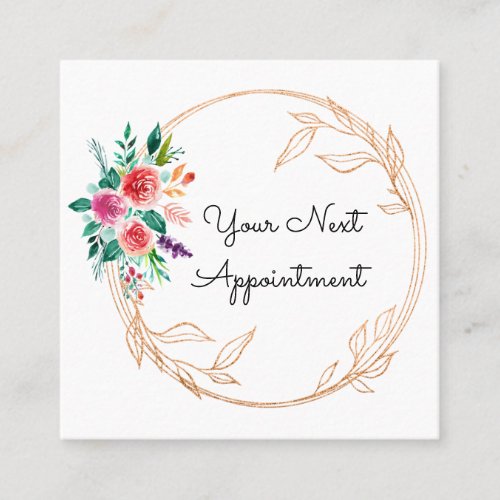 Chic Rose Gold Pink White Floral Appointment Card