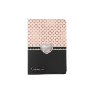 Chic Rose Gold Polka Dots and Pearls Passport Holder
