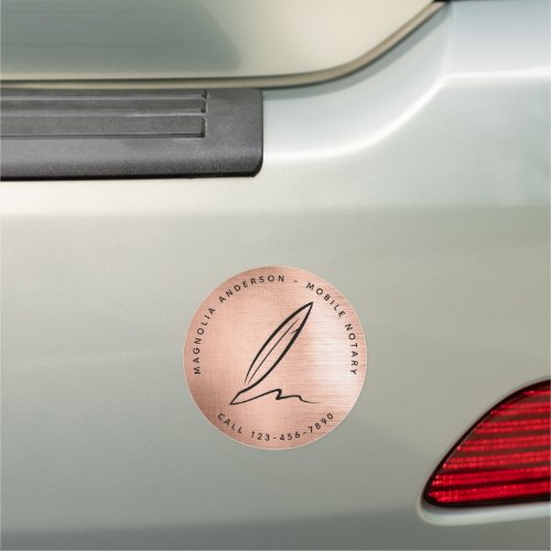 Chic Rose Gold Quill Mobile Notary Car Magnet