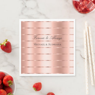 Chic Rose Gold Ribbon Wedding Bridal Shower Napkins