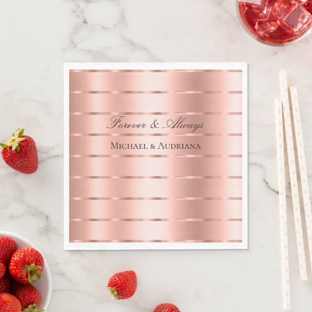  Chic Rose Gold Ribbon Wedding Bridal Shower  Napkins (Insitu)
