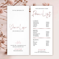 Chic Rose Gold Salon Price List Of Services  Rack Card