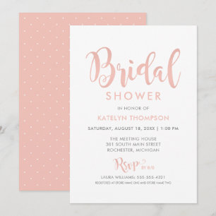 Chic Rose Gold Script Wedding Bridal Shower Invitation