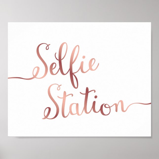 Chic Rose Gold SELFIE STATION Sign Print (Front)